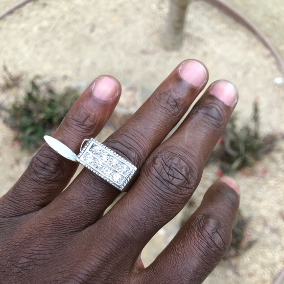 Stainless Steel Men’s Ring with Diamonds, USA Made - Picture 2 of 4